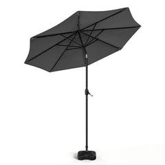 Crank and Tilt 24 Solar LED Dark Grey Garden Parasol with Plastic Fillable Base 3m