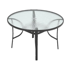 Round Tempered Glass Black Garden Table with Parasol Hole