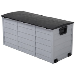 Grey & Black Outdoor 290L Plastic Garden Storage Box With Wheels
