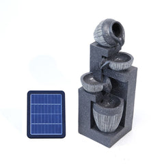Multi Tier Grey Rockery Garden Fountain with LED Light