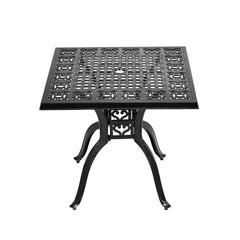 Black Cast Aluminium Square Garden Dining Table with Parasol Hole
