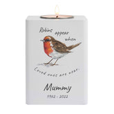Personalised Robin Memorial Tea light Holder