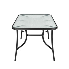 4 Seater Rectangular Tempered Glass Black Garden Table