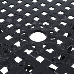 Black Cast Aluminum Round Bistro Patio Table with Parasol Hole