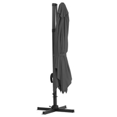 Square Cantilever 3m Crank Lift Garden Parasol Dark Grey with Square Base
