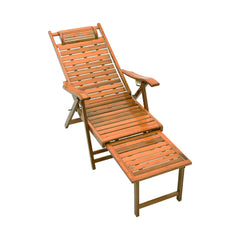 Brown Bamboo Foldable Recliner Lounge Chair