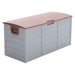 Brown Outdoor 290L Plastic Garden Storage Box With Wheels