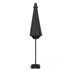 Crank and Tilt 24 Solar LED Dark Grey Garden Parasol with Plastic Fillable Base 3m