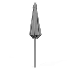 Crank and Tilt 24 Solar LED Light Grey Garden Parasol with Plastic Fillable Base 3m