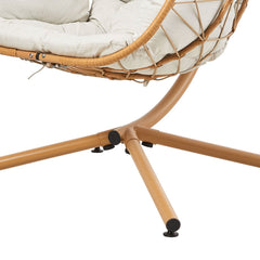 Adjustable Swing Hanging Egg Chair with Beige Headrest and Cushion