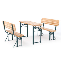 4 Seater Rustic Wooden Outdoor Table and Bench Set