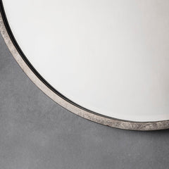 Higgins Antique Silver Round Mirror 80cm