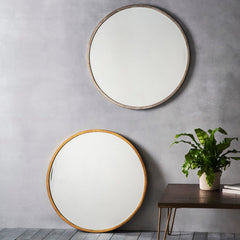 Higgins Antique Silver Round Mirror 80cm