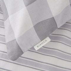 Bianca Grey Check And Stripe 100% Cotton Standard (25cm) Fitted Sheet