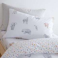 Bianca White Zoo Animals Kids 100% Cotton Duvet Set
