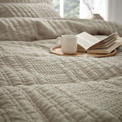 Pineapple Elephant Tamba Quilted Jersey Stripe Natural Duvet Set