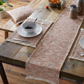 Pineapple Elephant Terracotta Textured Frayed Edge Table Runner