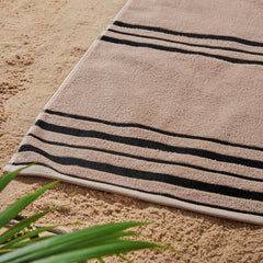 Catherine Lansfield Banded Stripe Cream/Natural Cotton Beach Towel Pair
