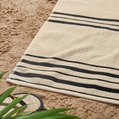 Catherine Lansfield Banded Stripe Cream/Natural Cotton Beach Towel Pair