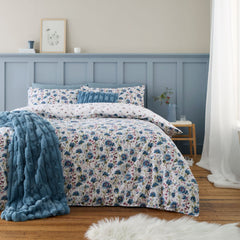 Bianca Ophelia Blue Reversible Brushed Cotton Floral Duvet Set