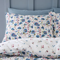 Bianca Ophelia Blue Reversible Brushed Cotton Floral Duvet Set