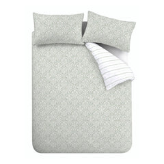 Bianca Scallop Soft Green Floral Reversible Cotton Percale Duvet Set