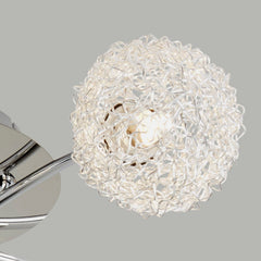 5 Light Ceiling Flush Light with Chrome and Aluminium Wire Shades