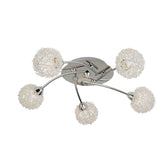 5 Light Ceiling Flush Light with Chrome and Aluminium Wire Shades