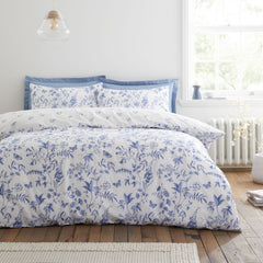 Bianca Thea Floral Blue 200 Thread Count Cotton Reversible Duvet Set