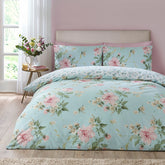 Catherine Lansfield Avebury Duck Egg Floral Reversible Duvet Set