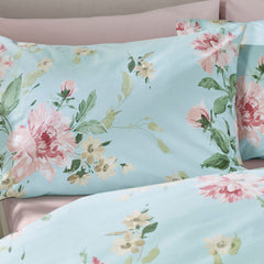 Catherine Lansfield Avebury Duck Egg Floral Reversible Duvet Set