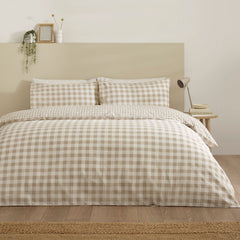 Catherine Lansfield Bamford Natural Gingham Check Reversible Duvet Set