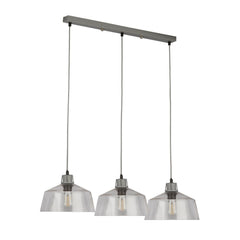 Clear Glass And Grey 3 Light Diner Bar Pendant