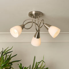 3 Light Satin Silver Ceiling Light