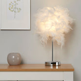 White Feather Shade Table Lamp