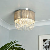 Luna Grey Ceiling Flush Light with Acrylic Drops