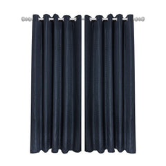 Aura Navy Jacquard Eyelet Curtains