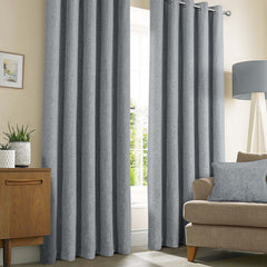 Amberley Nickel Grey Chenille Thermal Eyelet Curtains