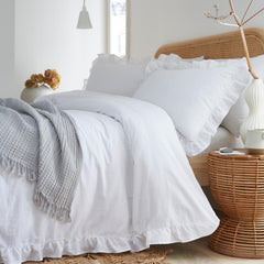 Cassia Frill White 100% Cotton Duvet Set