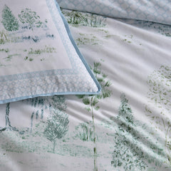 Willow Tree Scene Blue Reversible 100% Cotton Duvet Set