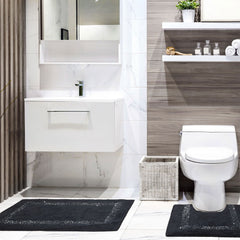 Diamante Black Sparkle 2 Piece Bath and Pedestal Mat Set