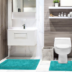 Diamante Teal Sparkle 2 Piece Bath and Pedestal Mat Set