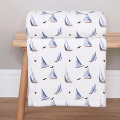 Boats & Gulls Printed Fleece Throw (130cm x 150cm)