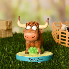 The Funny Farm Highland Cow Figurine Posh Cow