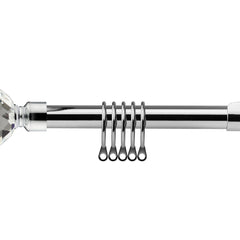 Chrome Crystal Extendable Curtain Pole with Rings