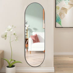 Black Oval Full Length Wall Mirror