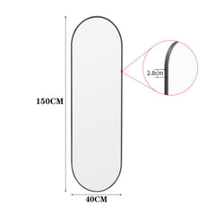 Black Oval Full Length Wall Mirror