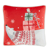Christmas Polar Bear Red Velvet Cushion