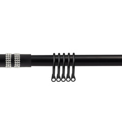 Matt Black Diamante Extendable Curtain Pole with Rings
