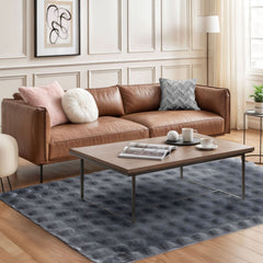Deluxe Charcoal Faux Rabbit Fur Room Rug